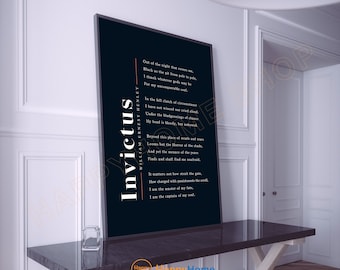 William Ernest Henley Poema Invictus Arte de pared Impresiones literarias Arte Poesía Impresión Arte Libro motivacional Página Arte Decoración de pared -P826b