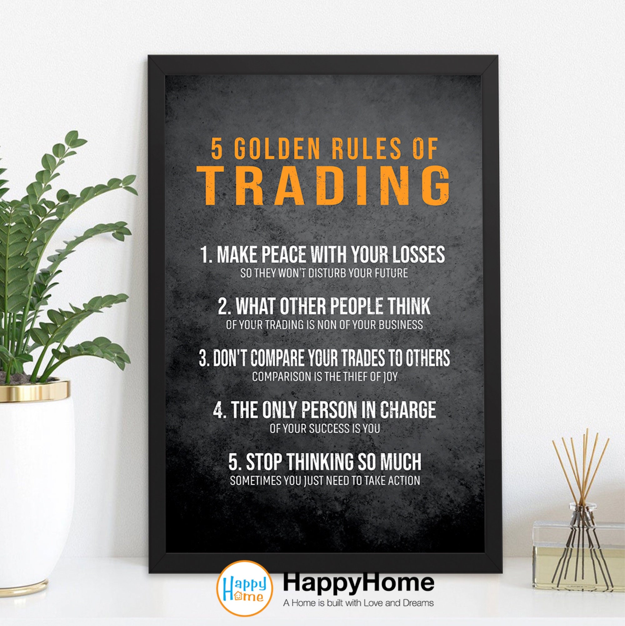 5 Golden Rules of Trading Wall Art Motivational Quotes Etsy