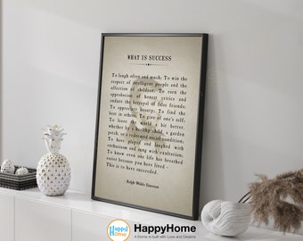 Ralph Waldo Emerson Quote What is Success Motivational Poster Inspirational Print Art | Motivational Quotes Home Art Office Decor -P516