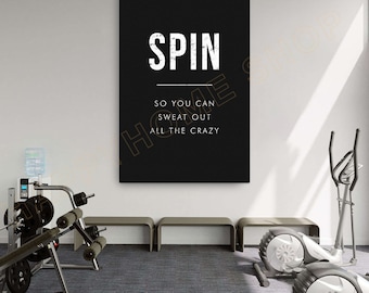 Gym Quote Wall Art Spin Exercise Workout Room Decor Gym Poster Fitness Prints Art Home Gym Motivational Quotes Decor -P936