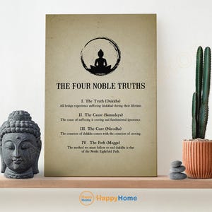 The Four Noble Truths Buddhist Wall Art Buddha Zen Quotes Spiritual Print Art Meditation Artwork Washi Print Home Decor -PB19