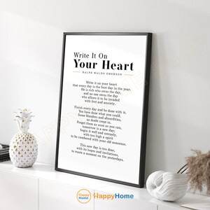 Write It on Your Heart Ralph Waldo Emerson Wall Art Poem Prints ...