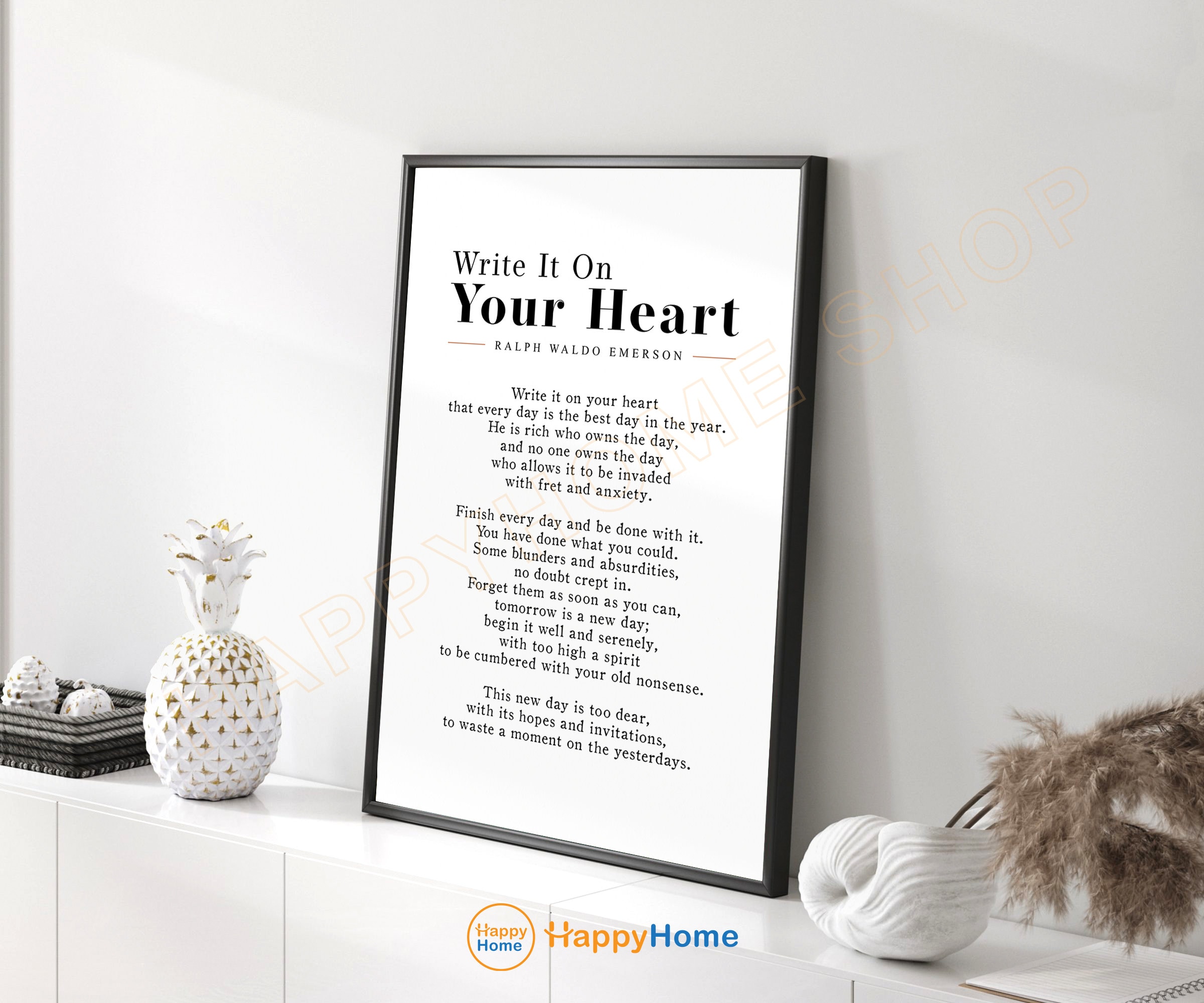 Write It on Your Heart Ralph Waldo Emerson Wall Art Poem Prints ...