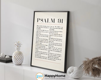 Art mural de versets bibliques du psaume 91 Celui qui habite l'abri citations bibliques | Affiche chrétienne d'art pour la maison, décoration de chambre - P804