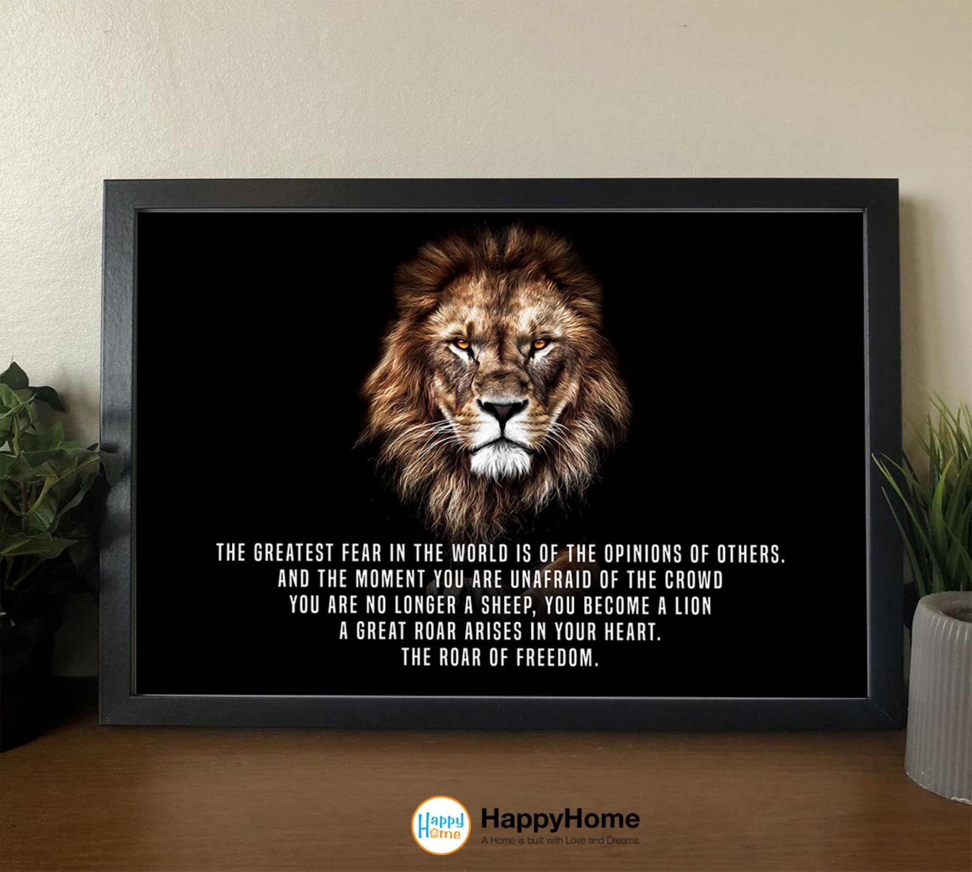 Lion Poster Motivational Inspiration Quotes Wall Art - You Become A ...