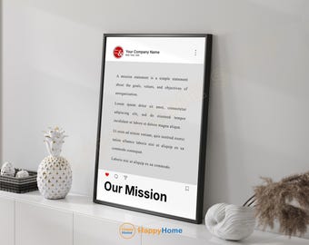 Personalized Our Mission Statement  Wall Art Entrepreneur Poster Business Sign Office Wall Decor -PG19