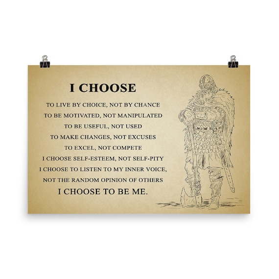 Viking Warrior Poster Motivational Inspiration Quotes Poster I Choose to Be  Me Viking Warrior Wall Art Décor Motivational Quotes Print - Etsy