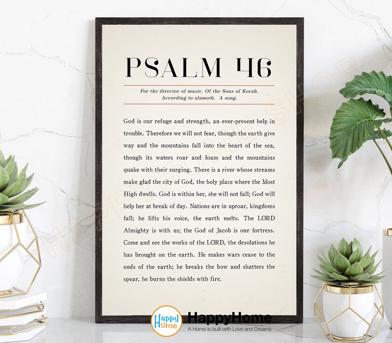 Psalm 46 Wall Art for the Director of Music Bible Verse Print Scripture ...