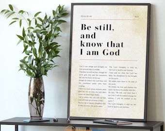 Psalm 46 Be Still And Know That I Am God Bible Verse Wall Art Scripture Quote Print Christian Bible Art Poster Home Art Wall Decor -PA22