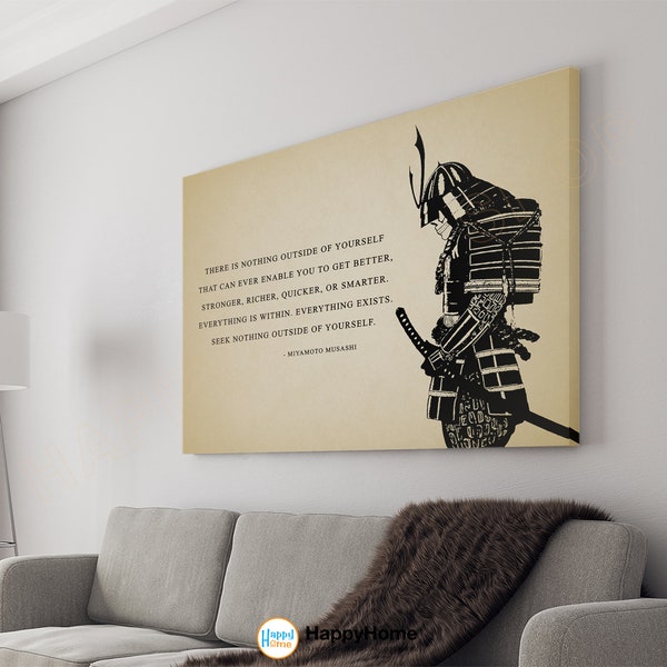 Samurai Wall Art Nothing Outside Yourself Miyamoto Musashi Quote Inspirational Print Art Wall Decor Samurai Warrior Modern Art -P751