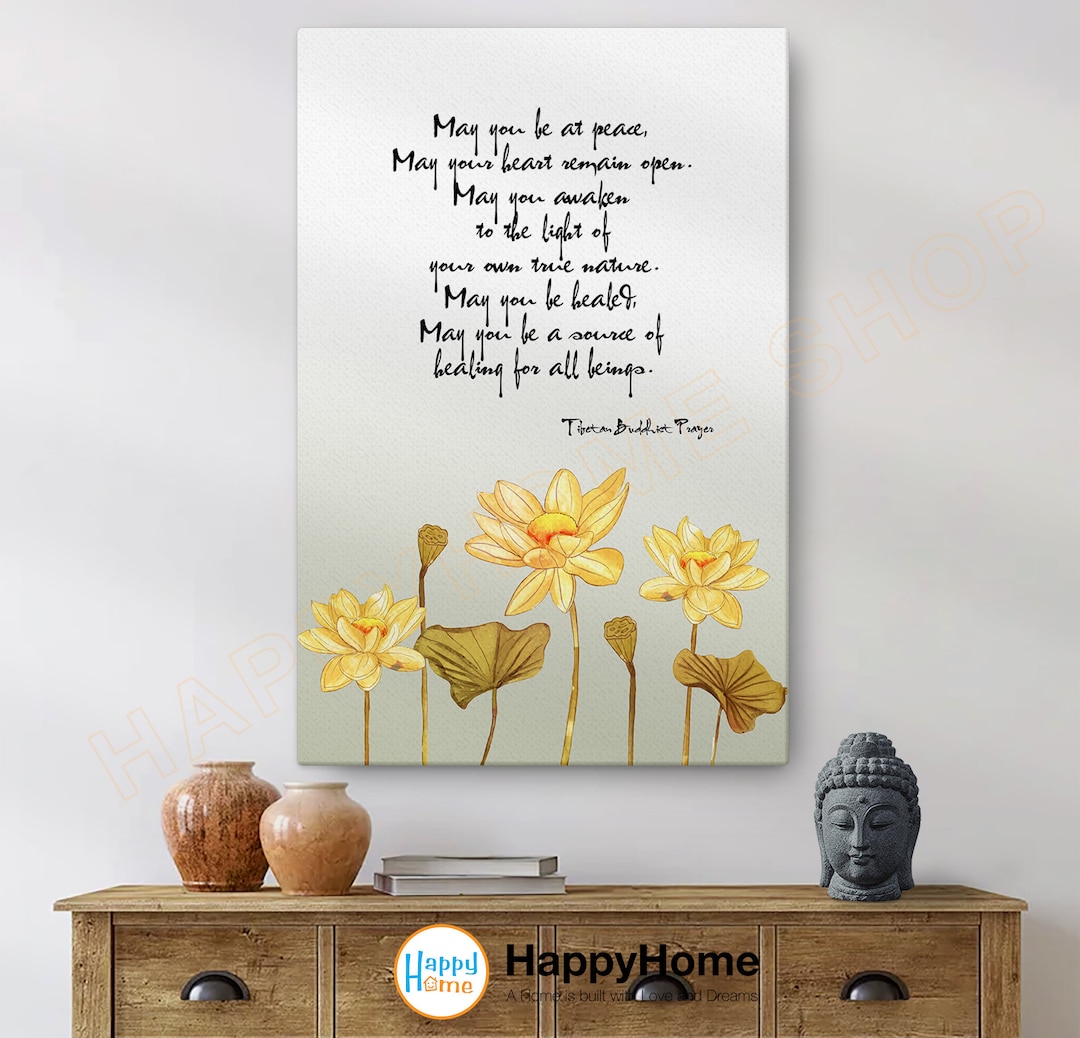 Tibetan Buddhist Prayer Wall Art Lotus Buddhism Print Art Spiritual ...