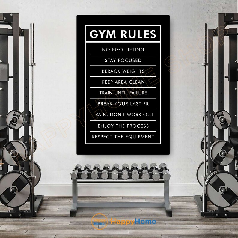Gym Rules Example Gym Rules Wall Art Workout Room Decor Gym Poster Fitness Sign Prints ...