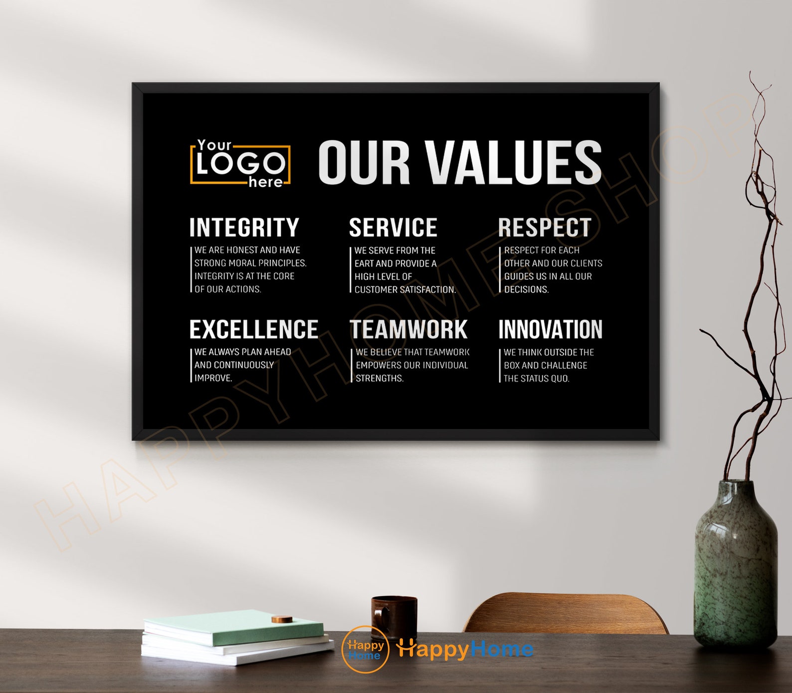 Personalized Company Core Values Wall Art Business Core Values Decor ...