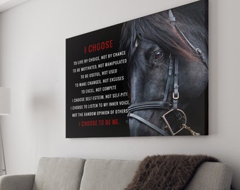 Horse Poster Motivational Inspiration Quotes Wall Art - I Choose to be Me | Horse Motivational Quotes Print Canvas | Horse Quotes Wall Art