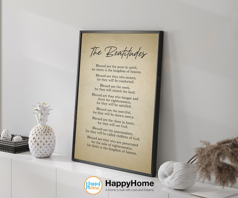 The Beatitudes Scripture Sign Bible Verse Wall Art Matthew 5:1-10 Verse ...