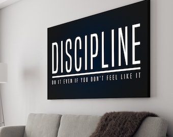Definición de disciplina, arte mural motivacional / arte mural inspirador, póster con citas de emprendedores, arte para el hogar, decoración de oficina, arte moderno en lienzo