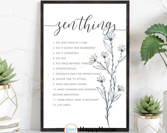 Meditation Zen Things Wall Art Motivational Inspirational Quotes Print | Motivational Zen Quotes Home Art Office Decor Modern Art Decor-P672