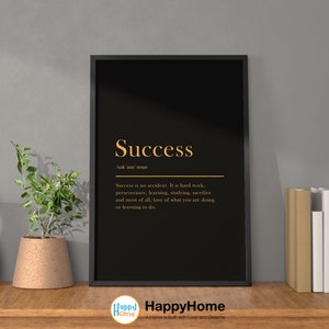 Success Wall Art Motivational Wall Art Poster | Inspirational Wall Art Entrepreneur Quotes Success Definition Poster Home Art Office Decor