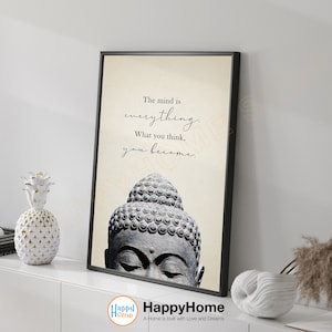 Buddha Wall Art The Mind is Everything Motivational Mindfulness Quote Prints Spiritual Wall Decor Meditation Artwork Home Decor -P640