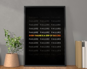 Every Failure is a Step of Success Wall Art Motivational Poster | Inspirational Wall Art Entrepreneur Quotes Poster Home Art Office Decor
