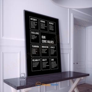 Personalized Company Core Values Wall Art Business Our Values Poster Entrepreneur Poster Company Office Wall Decor -PC55