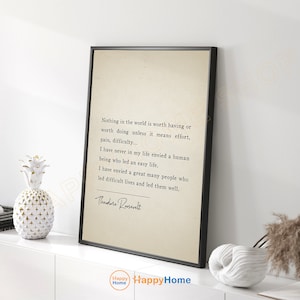 Theodore Roosevelt Quote Wall Art Work Hard Life Philosophy Quote Motivational Canvas Inspirational Print Art Home Art Office Decor -P964