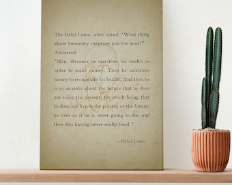 Citazione del Dalai Lama, stampa artistica da parete, citazioni motivazionali sulla consapevolezza, citazioni ispiratrici del Dalai Lama, poster decorativo - PA36