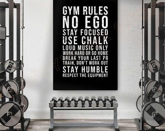 Gym Rules Wall Art Gym Room Sign Fitness Poster Workout Prints Art Motivational Quotes Decor Modern Art -PG39
