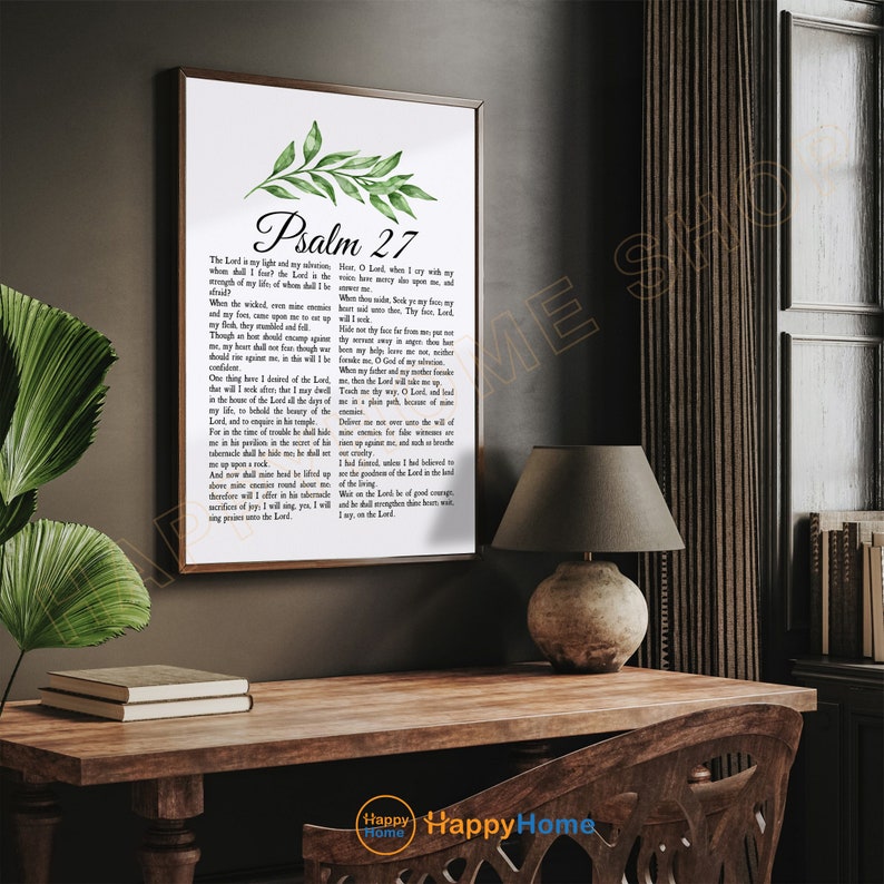 Psalm 27 Bible Verse Wall Art the Lord is My Light Scripture Quote ...
