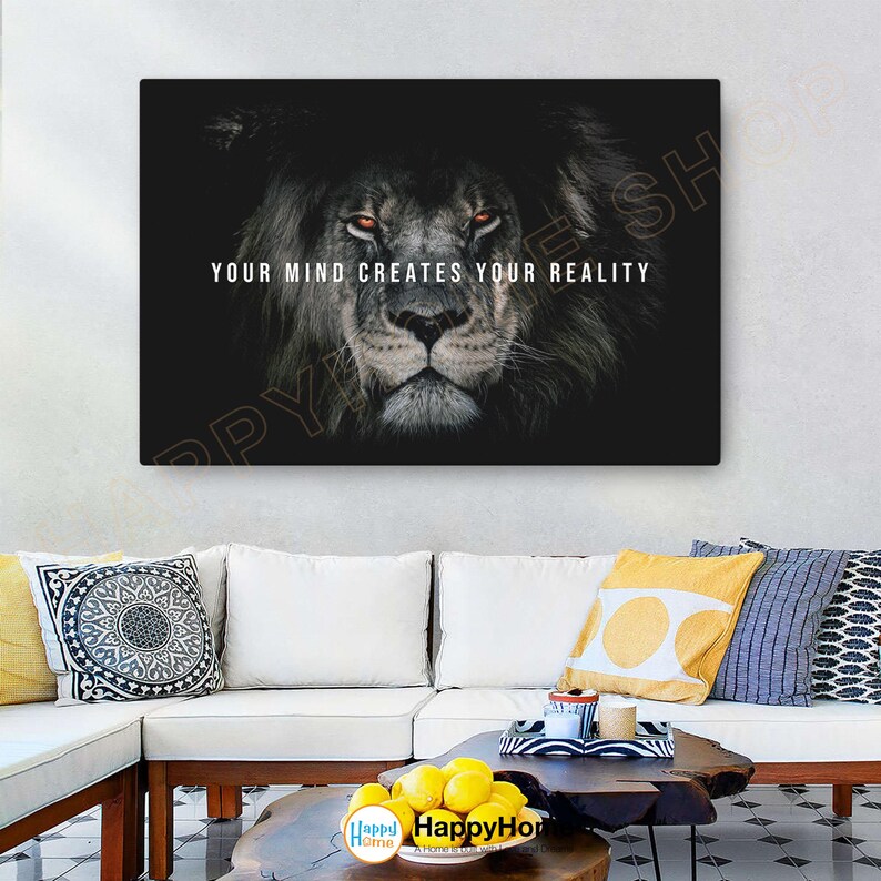 Lion Wall Art Your Mind Creates Your Reality Motivational Quotes ...