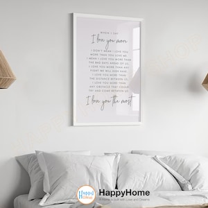 When I Say I Love You More Romantic Bedroom Sign Art Bedroom Wall Art Decor Inspirational Print Art Housewarming Wall Decor -P711