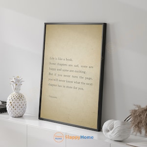 La vida es como un libro, cita, arte de pared, citas motivacionales, impresiones literarias, póster inspirador, decoración de oficina, arte moderno-P834