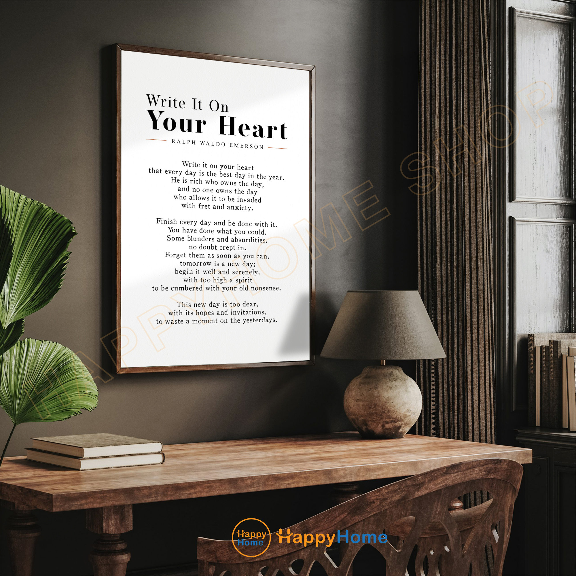 Write It on Your Heart Ralph Waldo Emerson Wall Art Poem Prints ...