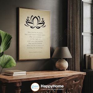 Tibetan Buddhist Prayer Wall Art Lotus Buddhism Print Art Spiritual Wall Decor Motivational Quotes Inspirational Home Art Office Decor -P764