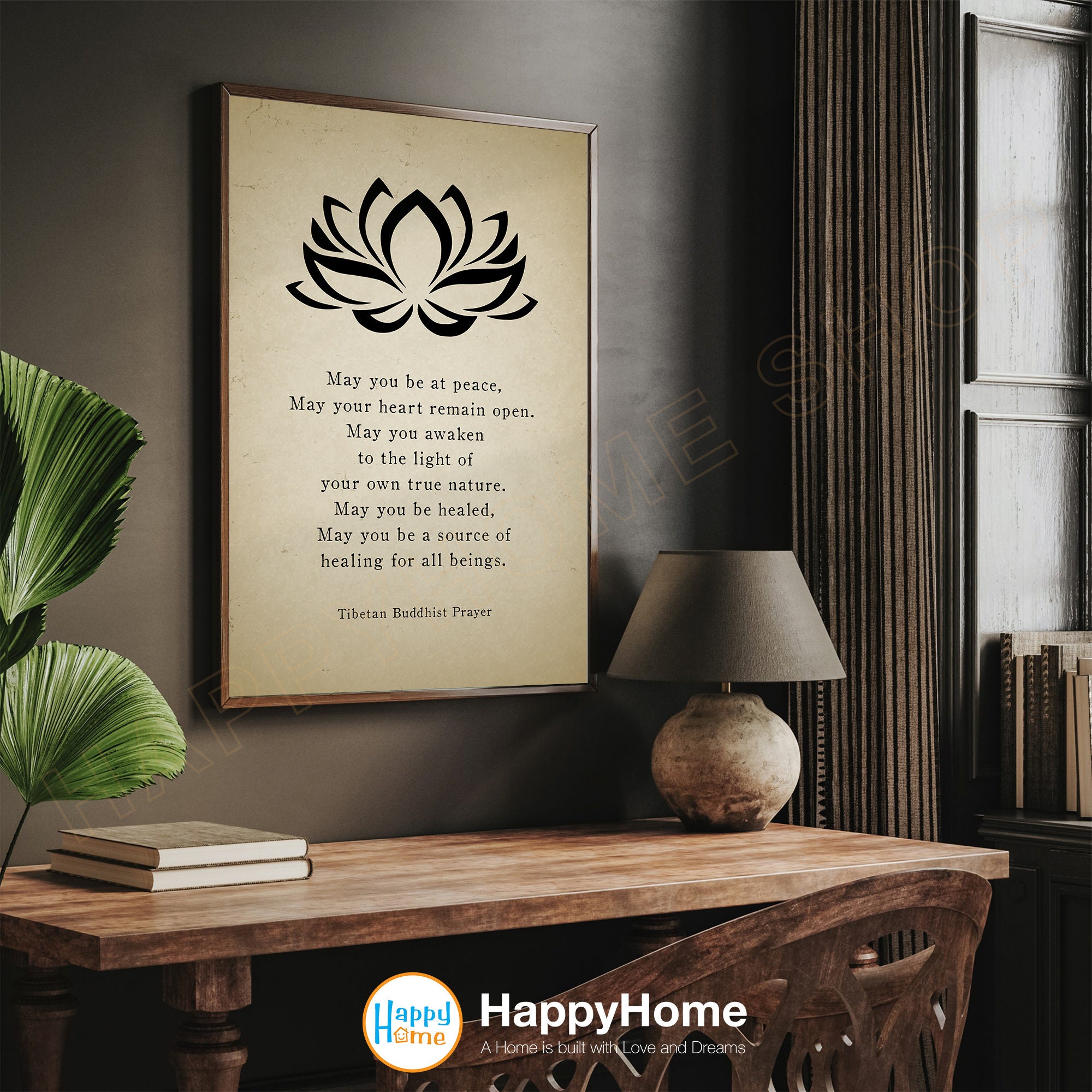 Tibetan Buddhist Prayer Wall Art Lotus Buddhism Print Art Spiritual ...