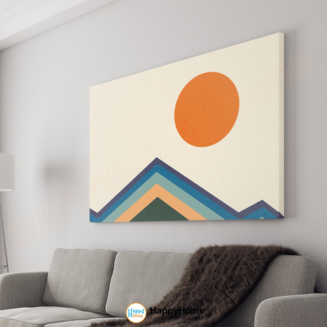 Sun Mountain Abstract Wall Art Landscape Geometric Abstract Minimal Art