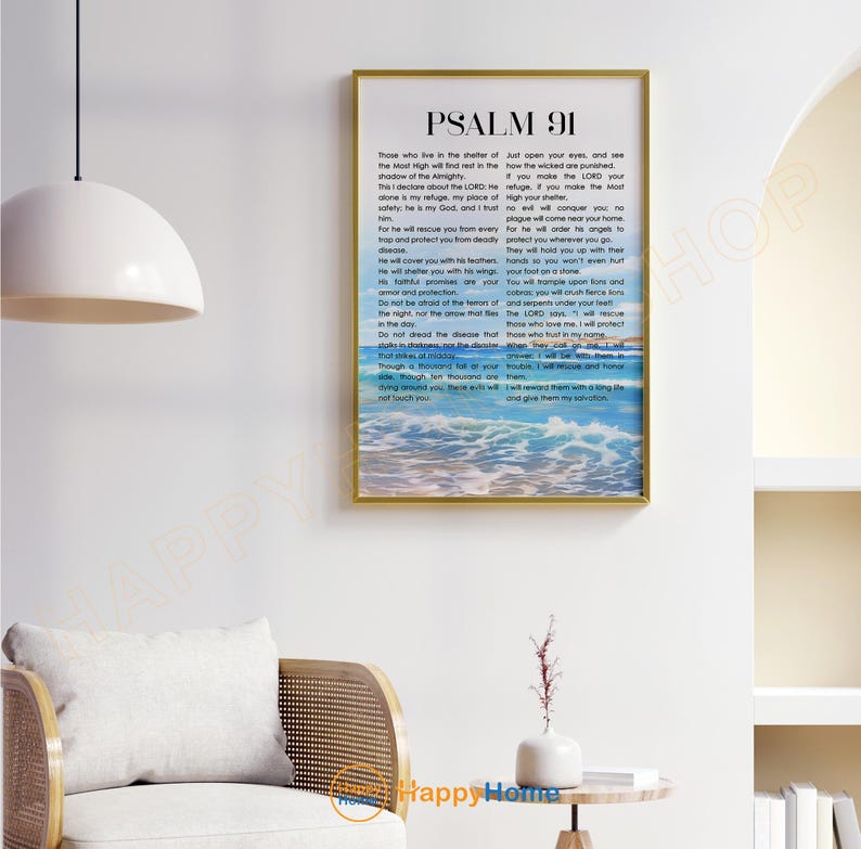 Psalm 91 NLT Bible Verse Wall Art Psalm 91 New Living Translation ...