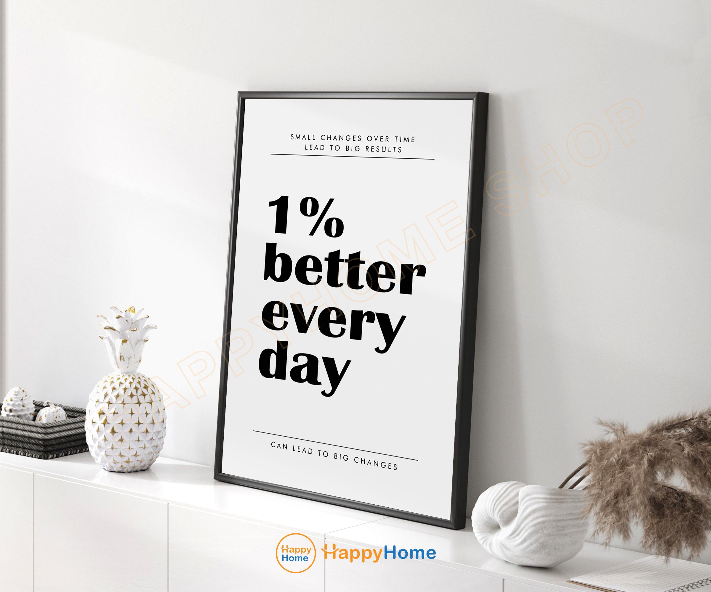 Motivational Wall Art 1% Better Every Day Inspirational Quotes Poster ...