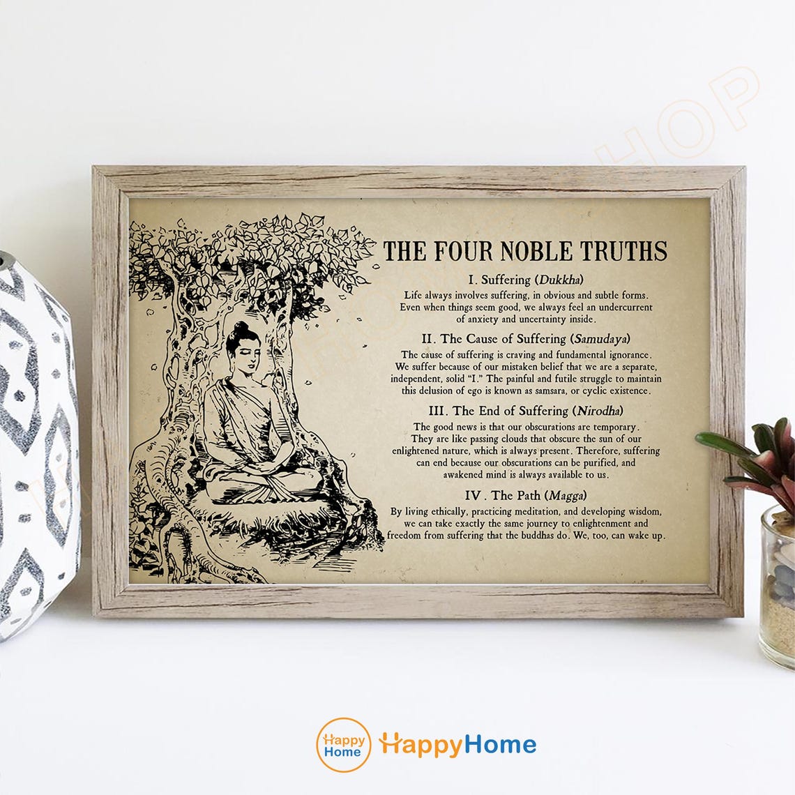 The Four Noble Truths Buddhist Wall Art Buddha Zen Quotes Spiritual ...