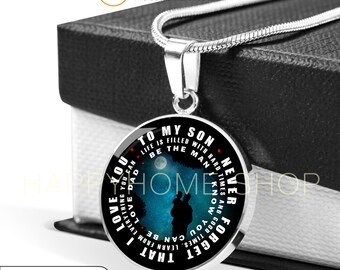 Collar de padre e hijo Regalo para hijo de papá Sé el hombre que sé que puedes ser / Regalo para hijo, Regalo de cumpleaños para hijo / Regalo de papá e hijo -N509