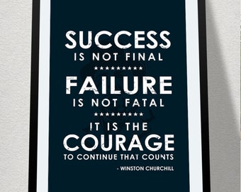 Winston Churchill Quotes Poster Motivational Inspiration Quotes Wall Decor Success is not Final Failure is not Fatal Quotes Print Wall Art