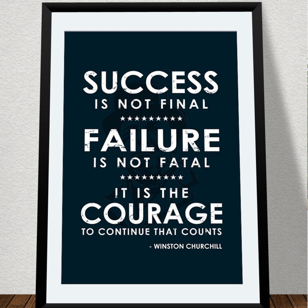 Winston Churchill Quotes Poster Motivational Inspiration Quotes Wall Decor Success is not Final Failure is not Fatal Quotes Print Wall Art