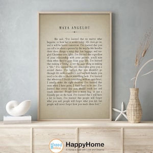 Maya Angelou Quotes I&#39;ve Learned Poster Motivational Inspiration Quotes Wall Decor | Maya Angelou Wall Art Print Art Office Decor Wall Art