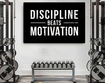 "Discipline Beats Motivation Wall Art" Decorazione per la sala di allenamento, poster da palestra, stampe con citazioni motivazionali, decorazioni artistiche ispiratrici - P626