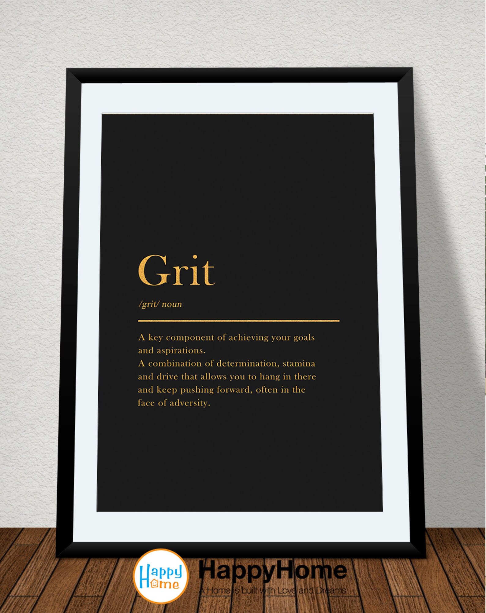 Grit Definition Poster Motivational Wall Art Inspirational Etsy