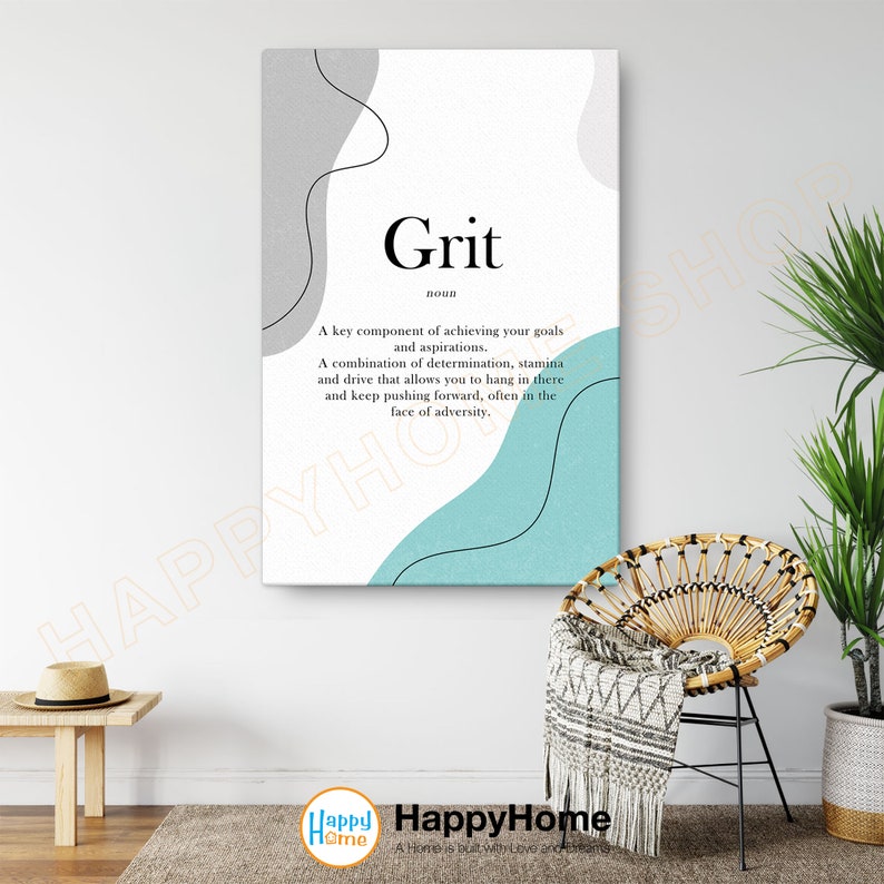 Grit Definition Poster Motivational Wall Art Inspirational Etsy