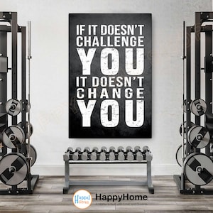 Doesn&#39;t Challenge You Doesn&#39;t Change You Wall Art Workout Room Decor Home Gym Poster Fitness Prints Art Motivational Quotes Wall Decor -P594
