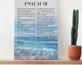 Psaume 91, verset de la Bible, art mural, Psaume 91, nouvelle traduction vivante, impression d'Écritures bibliques chrétiennes, affiche d'art à la maison, décoration de bureau - PE48