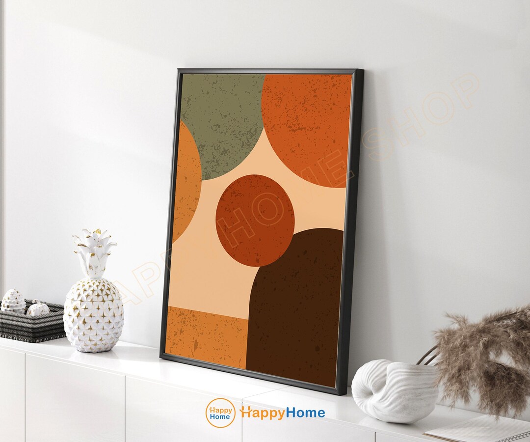 Earth Tones Color Abstract Shapes Wall Art Colorful Shapes Mid Century ...