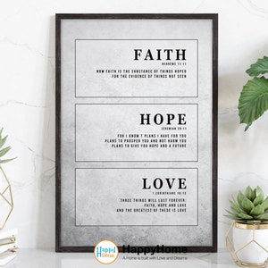 Faith Hope Love Definition Motivational Poster Wall Decor | Motivational Print Home Decor Inspirational Wall Art Office Decor Modern Art